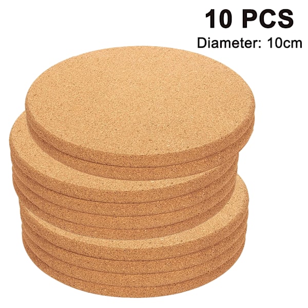 Pyöreät retro lasinaluset, 10 kpl, puukorkkiset lasinaluset, 10 cm, sopivat kotiin, ravintolaan ja toimistoon