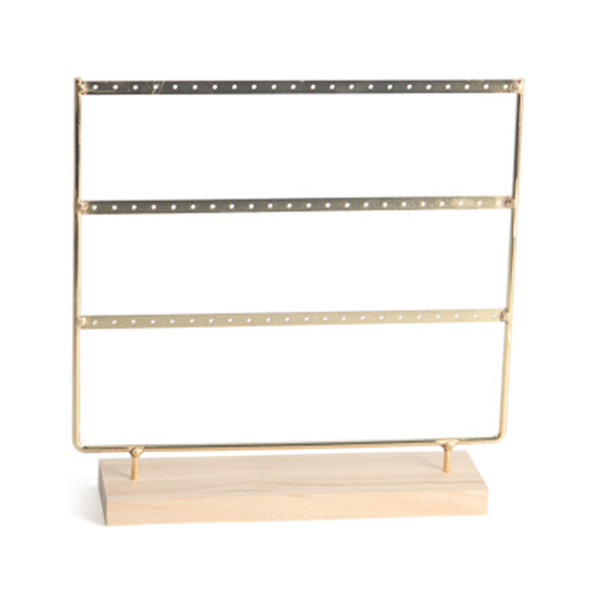 Örhänge Stativ Trä Enkelt Örhänge Hållare 3-Tier Örhänge Hållare Dekorativa Smycken Hållare Display Rack Smycken Stativ Display med Träbricka/Fat