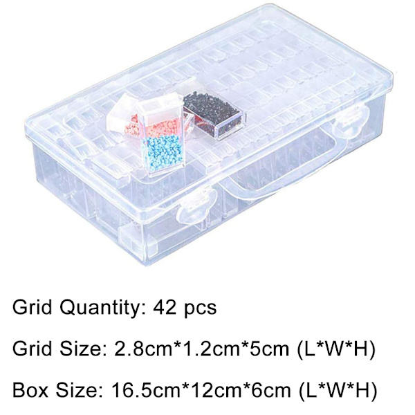 42/84 rutnät transparent låda DIY handgjord pärlad diamantmålning förvaringslåda glas riskorn pärllåda nagelkonst tillbehörslåda