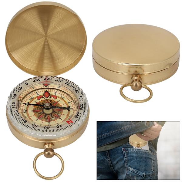 Mässing Retro Stil Fickur Typ Luminous Flip Kompass med Omslag för Utomhus Bergsklättring