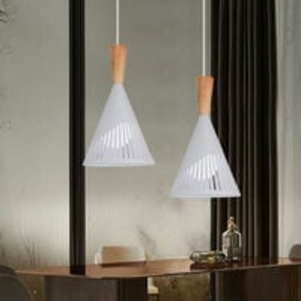 2 stk. Kreativ Pendel Lysekrone Justerbar Indendørs Industrielt Minimalistisk Moderne Pendellampe (Hvid) - Hvid