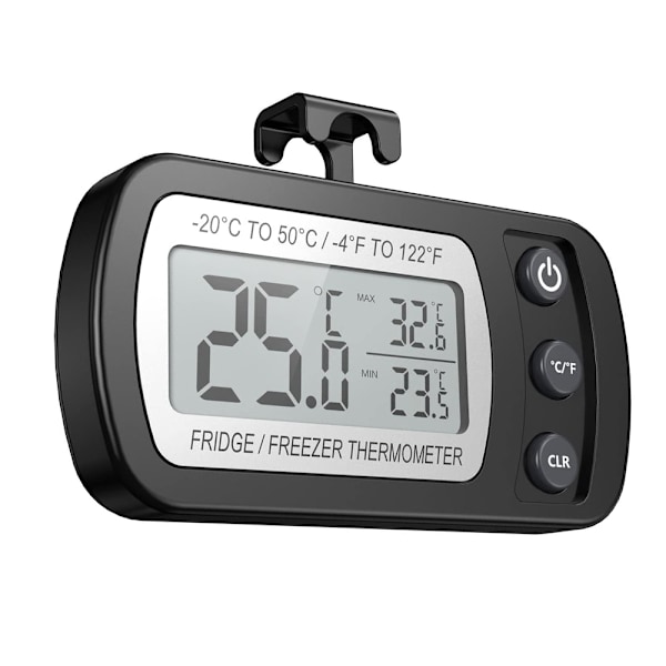Vandtæt Køleskabstermometer, Digitalt Fryserumstermometer, Max/Min Registreringsfunktion Stor LCD-Skærm og Magnetisk Bagside til Køkken