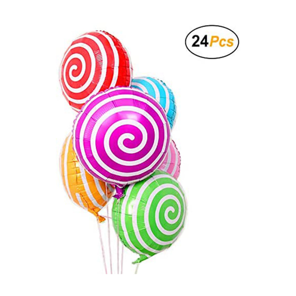 18\" Farverige Slikkepind Balloner Slik Folie Balloner Spiral Mylar Balloner til Festdekoration, Pakke med 24