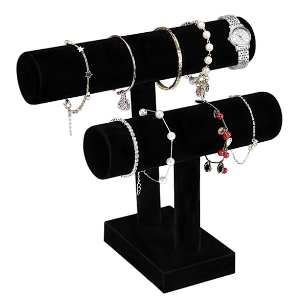 Velvet Smykker Velvet Armbåndsstativ Smykkeholder Urholder Armbånd Kæder Stativ Armring Display Bar T Bar 2 Ruller