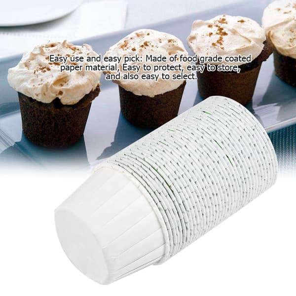 100 st Mini Cupcake-formar Pappersrunda Tårtbakningskoppar Muffinformar Hemfest Bröllop, Vit