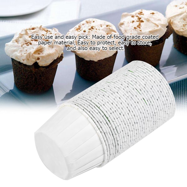100 stk. Mini Cupcake Forme Papir Runde Kagebageforme Muffin Cases Hjemmefest Bryllup, Hvid