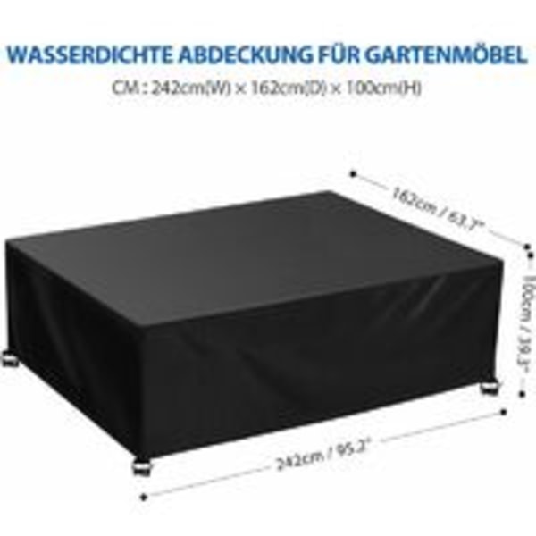 Beskyttelsesovertræk til havemøbler - 242 x 162 x 100 cm - Vandtæt - Oxford stof - til haveborde, stole og møbler