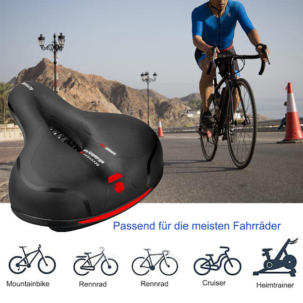 Bekväm cykelsadel, cykelsadel med dubbelfjäder dämpningsboll, ergonomisk cykelsadel herrcykelsadel för mountainbike