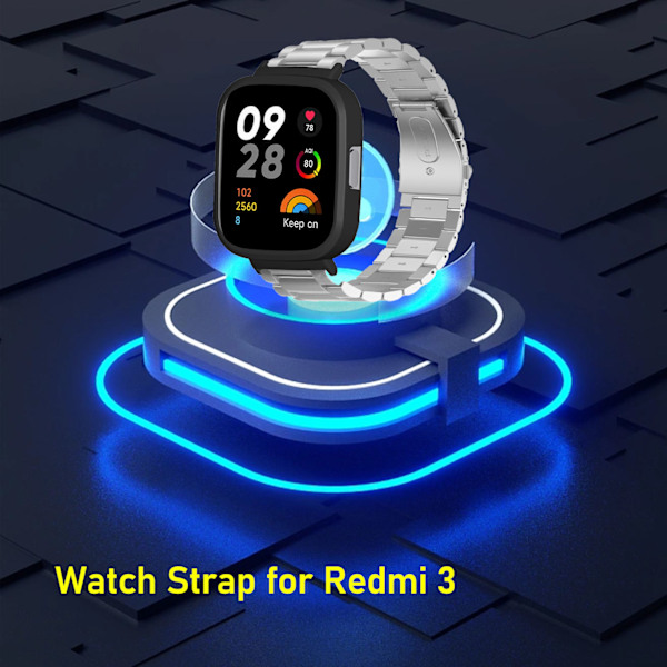 Urrem Beskyttelsesetui Rem 2 i 1 Justeret Rustfrit Stål Urrem til Redmi Watch 3 Sølv