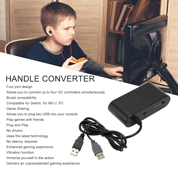 GC-kontrolleradapter 4 portar 3 i 1 spelkontrolleradapter med Turobo-funktion för Switch för Wii U PC
