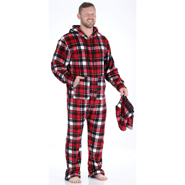 Fleece hætteklædte heldragt pyjamas til mænd