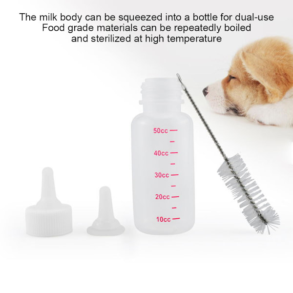 6 st 50 ml nappflaska för husdjur - små djur/katter/hundar/valpar/kattungar