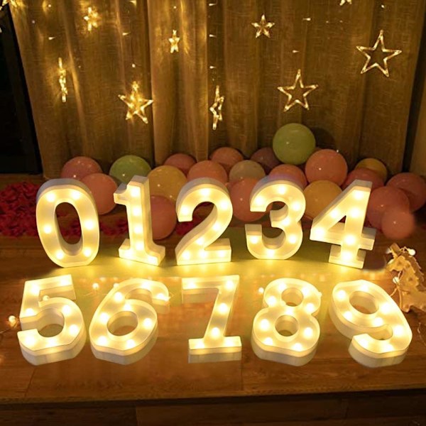 LED Numerolamppu Numero Valaistut Numerot 1, Lämmin Valkoiset Valot