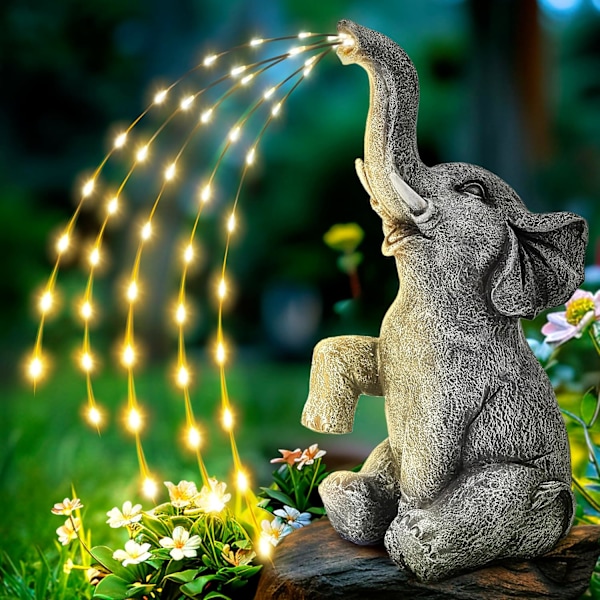 Elefant Statue Solar Have Dekoration Vandings Effekt Lys Figur, Fødselsdagsgaver til Mor, Kvinder, Indflyttergaver Udendørs Dekoration til Have, Terrasse,