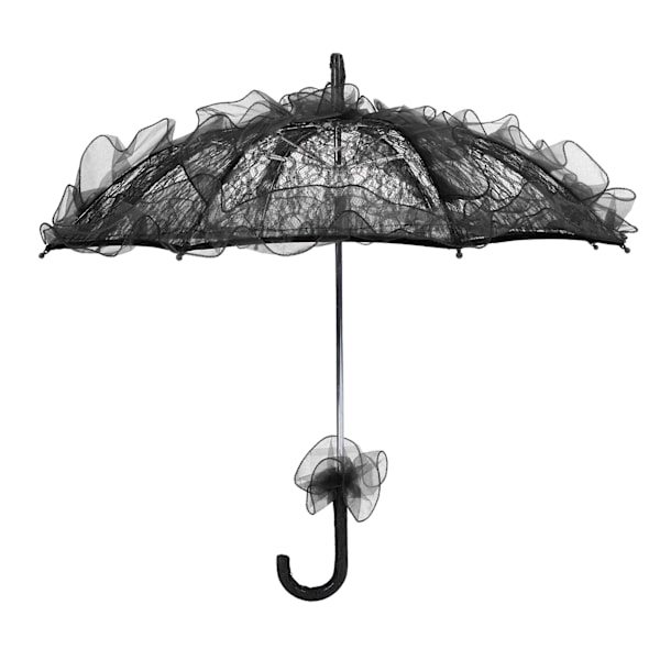 Brude Paraply Bryllup Unik Foldbar Blonde Stof Parasol Paraply Performance Rekvisitter Sort