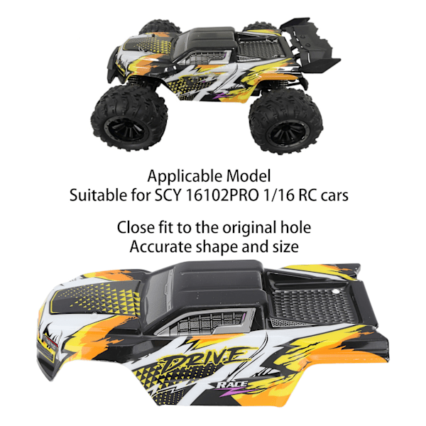 1/16 RC-bilkarosseri för SCY 16101PRO PVC Orange Bilreservdelar Montering Tillbehör