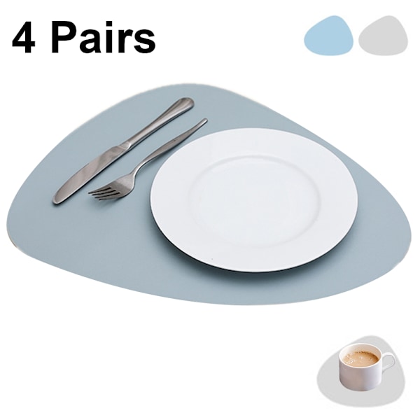 Pöytätabletit, 4 kpl, ruokapöydän matot, nahkaiset pyyhittävät pestävät tabletit keittiöön, ruokailuun, patiopöytään, lämmönkestävät, helposti puhdistettavat