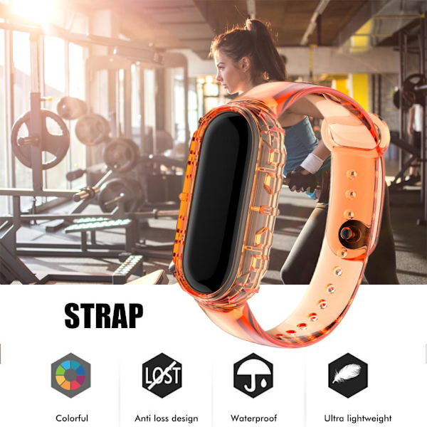 Ersättningsband kompatibel med Xiaomi 5 6 och Huami Amazfit band5 Mjukt genomskinligt TPU-klockarmband