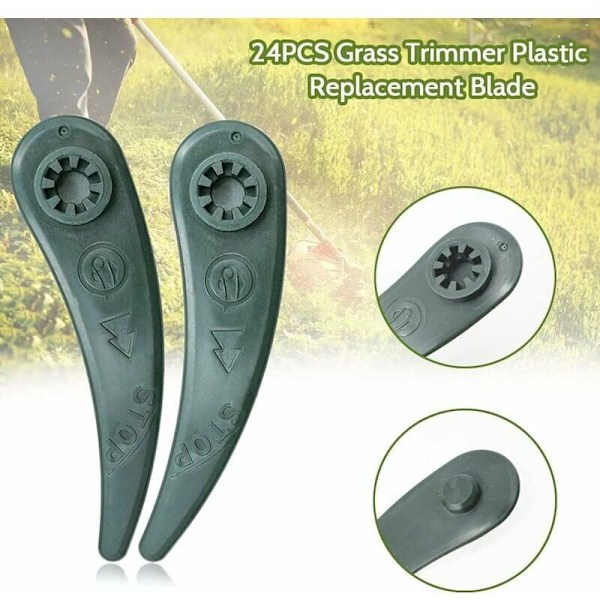 Erstatningsblader for gresstrimmere, pakke med 24 Bosch kantklipperblader for Bosch Durablade Art 23-18 LI Art 26-18 LI String Trimmere, Grønn