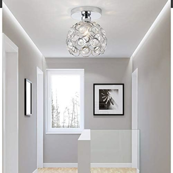 Mini Loftslampe Krystal Lysekrone Semi Flush Mount Loftslampe Moderne Loftslampe Armatur til Entré Køkken Ø Soveværelse