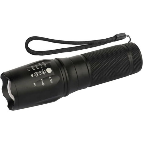 LED-ficklampa Militär Taktisk Fackla Facklor Superljus Kraftfull Lumen Justerbar Fokus Ficklampa，(Svart)- UNOIU