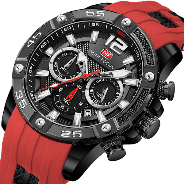 Klokker Herre Quartz Urverk Chronograph Dato Kalender Silikonrem 30M Vanntett Svart Blå Herreklokker Armbåndsur Gaver til Menn