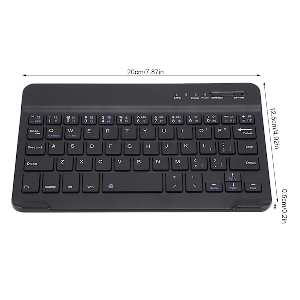 Slankt let trådløst Bluetooth-tastatur til Android IOS WIN Sort