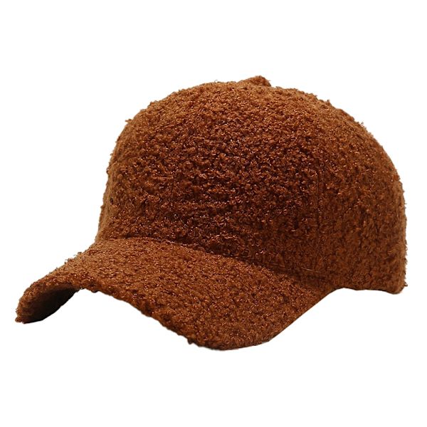 Faux Lamb Wool Baseball Cap för Män Kvinnor - Teddy Fleece Sport Mössor Varm Vinter Utomhus Resor