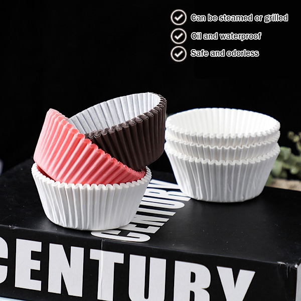 100 stk. Mini Cupcake Forme Runde Kagebageforme Muffin Cases Hjemmefest Pink