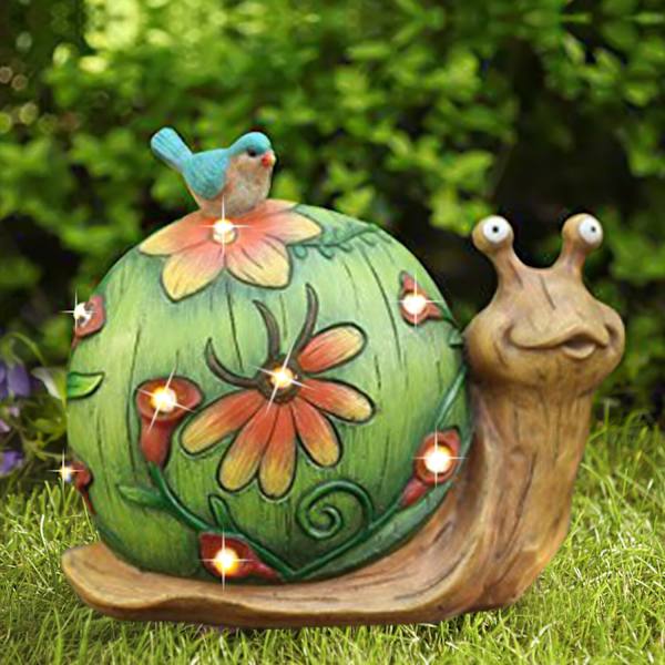 Solcellelampe Snegl Have Dekoration Resin Dyre Statue Solcelledrevet, Lysende Lampe Dyrefigur Udendørs Ornamenter, til Haveindgang Jul Escargot