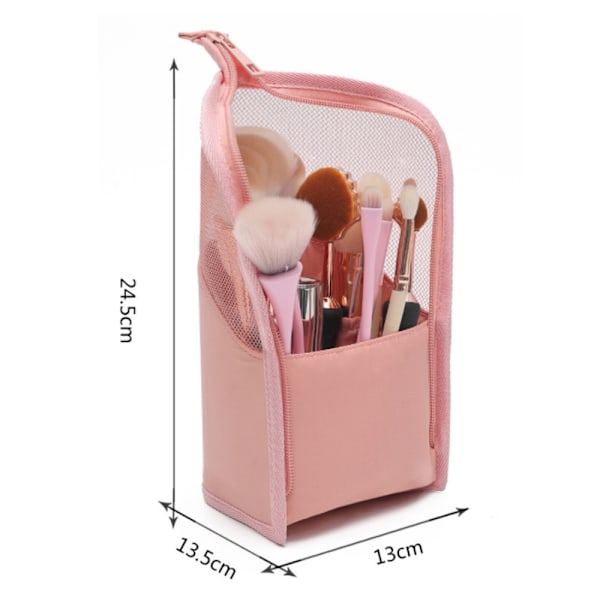 Makeup borste arrangör väska, hög kapacitet bärbar stand-up makeup borste hållare, professionell konstnär makeup borste set väska vattentät dammtät makeup