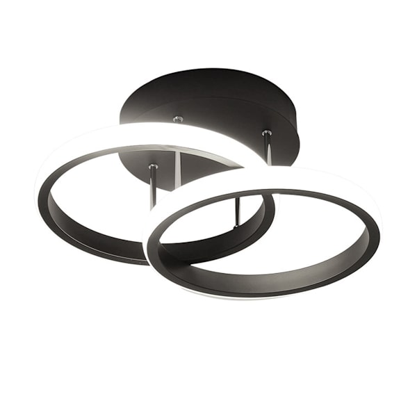 LED Taklampe, 42W Moderne Taklampe, Dobbel Ring LED Taklampe 4500K 3360 Lumen, Svart Akryl Taklampe for Soverom, Stue,