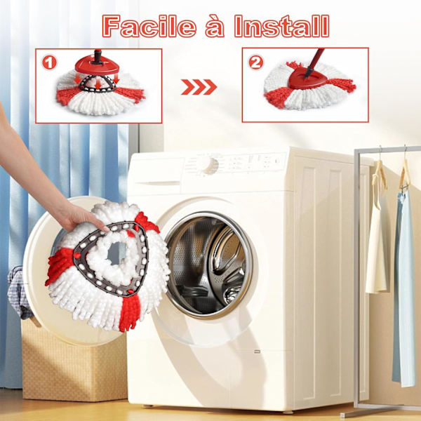 3 st mopprefill för mopphuvuden kompatibla med Vileda Turbo EasyWring och Clean - Enstaka mikrofibermoppbyte med fransar för Vileda