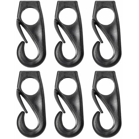 6 stk - Elastisk Snor Spenne - Svart