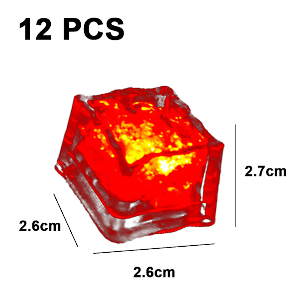 Valaisevat LED-jääpalat (12 kpl) red