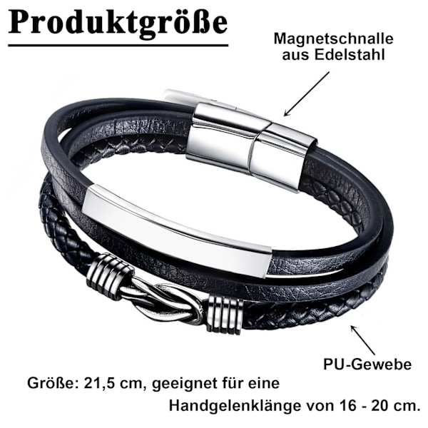 Herr Läder Armband Svart, Herr Läder Armband, Flätad Läder Armband För Herrar, Herr Armband, Den Perfekta Presenten Till Fars Dag