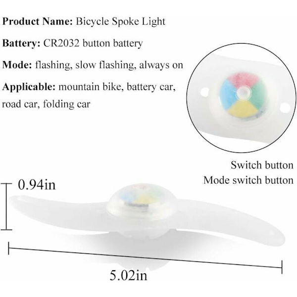 x LED-ljus cykelhjul, vattentät LED-cykelhjul med 3 blinklägen LED-cykelhjul för vuxna och barn - Färg