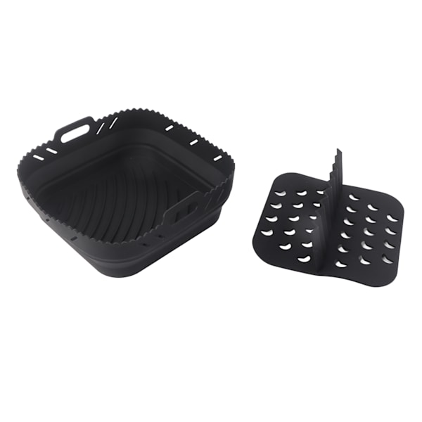Kvadratisk Air Fryer-tillbehör Air Fryer Bakform med Silikonmatta Air Fryer Silikon Bakform, Svart