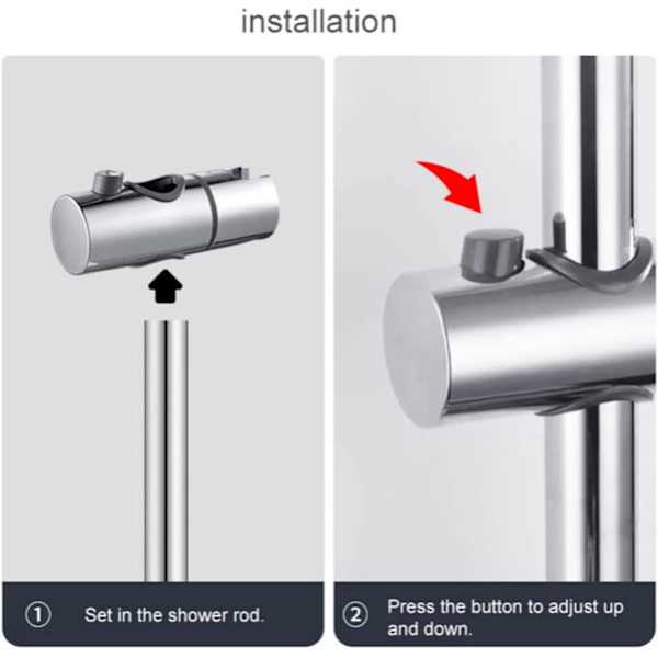 Nicoone Justerbar bruseholder i ABS til standard 25 mm rund brusestang