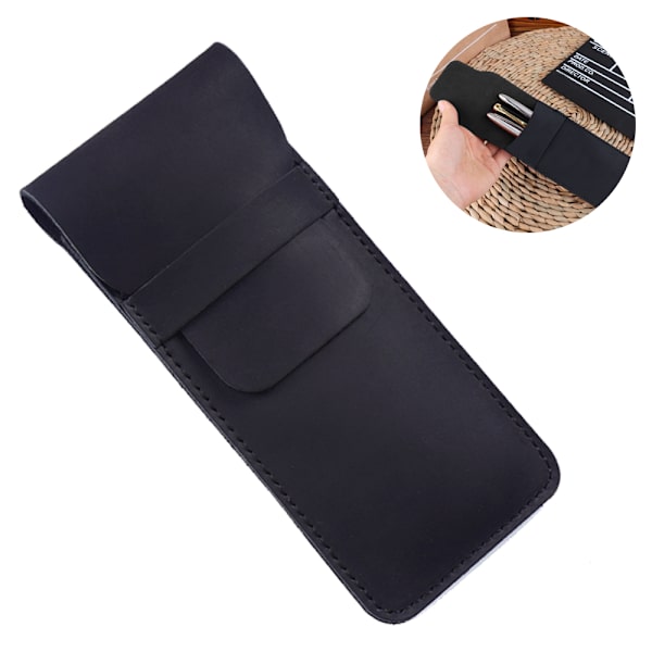 Ægte læder pen etui holder fontæne multi penne pose pen beskyttende ærme retro flip cover flere pen sæt