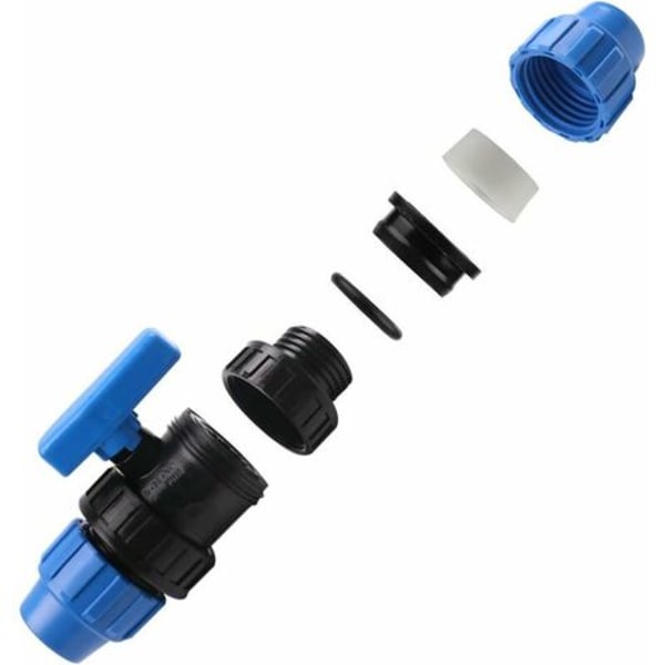 2 kpl PP Vesiputkiliitin, PE-putkipuristinliitin, 25 mm (sininen)