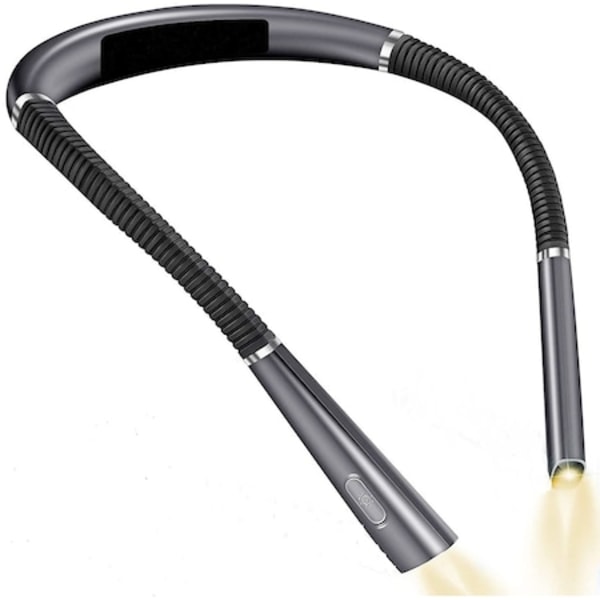 Bærbar LED læselampe, USB genopladelig, fleksibel, 3 lysfarvetilstande og 3 intensitetsniveauer, sort farve