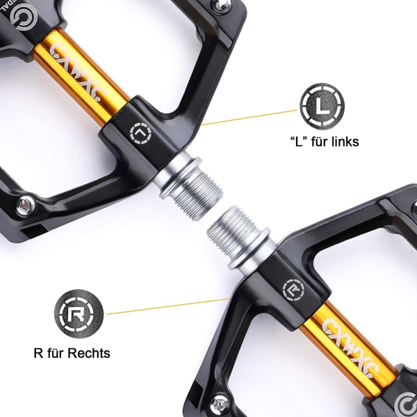 Cykelpedaler med reflektorer och 3 förseglade lager, aluminiumlegering, breda plattformspedaler, cykel, 9/16 tum, lätta, halkfria för mountainbike