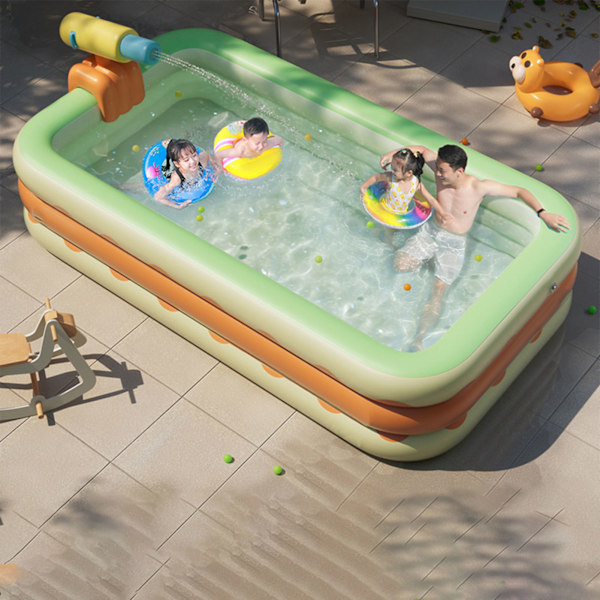 Oppustelig swimmingpool 3 lag foldbar PVC blæse swimmingpool til indendørs gårdhave orange 1,3 meter