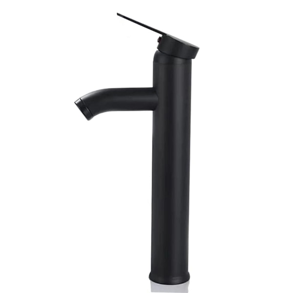 Mat Sort Armatur Kobber Badeværelsesvask Blandingsbatteri Mat Varmt Koldt Vand Hane Elegant og Retro Design Enkelt Hul Håndtag Armatur Holdbart Vaskebassin