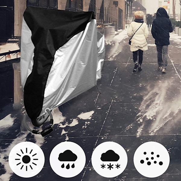 Cykelskydd, 210D Vattentätt Cykelskydd Utomhus Anti Damm Regn Snö UV, för Mountainbike, Tunga Cyklar - Silver