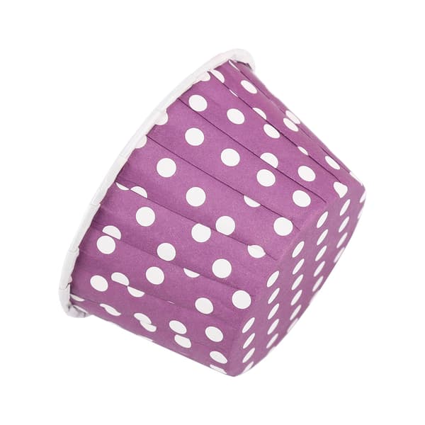 50 stk. Mini Cupcake Papirforme, Runde Prikkede Kagebageforme til Hjemmefest Bryllup, Lilla