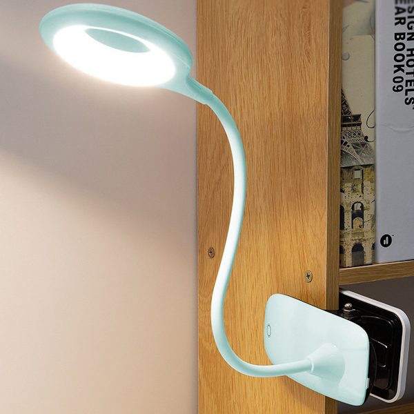 Led Clip-on Läslampa Dimbar Ögonskydd Bordslampa Färg Blå