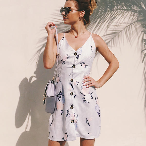 Kvinnors Sommarklänning Casual Polka Dot Flowy Midi Klänningar