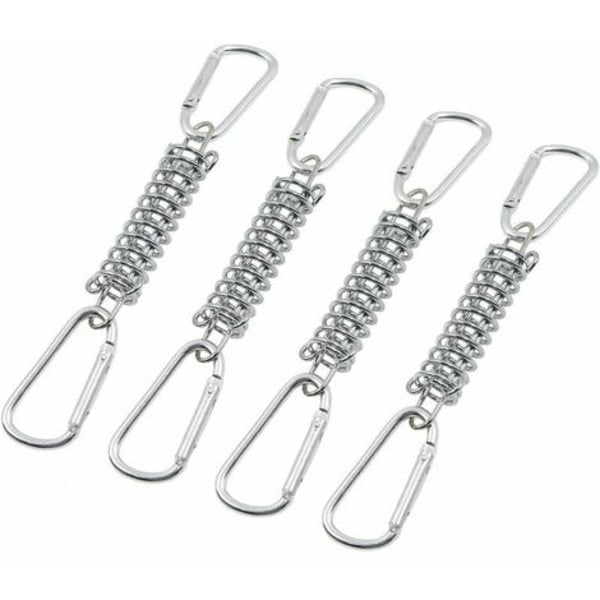 Loop Fjærspennings Blindfeste - Solseilfester Rustfritt Stål Tilbehør med 4 Spiralformede Fjærer 8 Karabinkroker for Telt Markiser Camping, 4 Stk